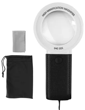 Лупа Kromatech ручная круглая 30х, 40 мм, с подсветкой, ультрафиолет (3 LED) TH-5018, изображение 4